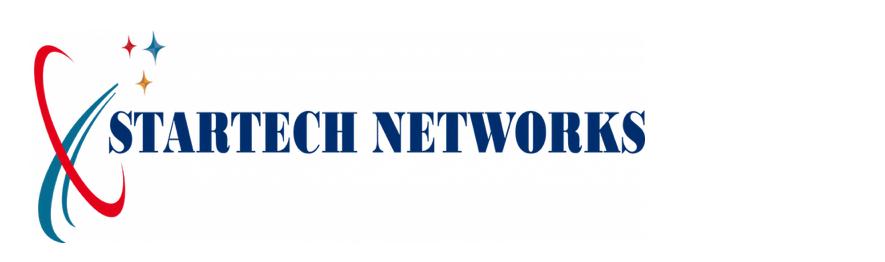 Logo of Startech Networks featuring stylized design elements in red, blue, and gold with the company name in bold, blue letters.